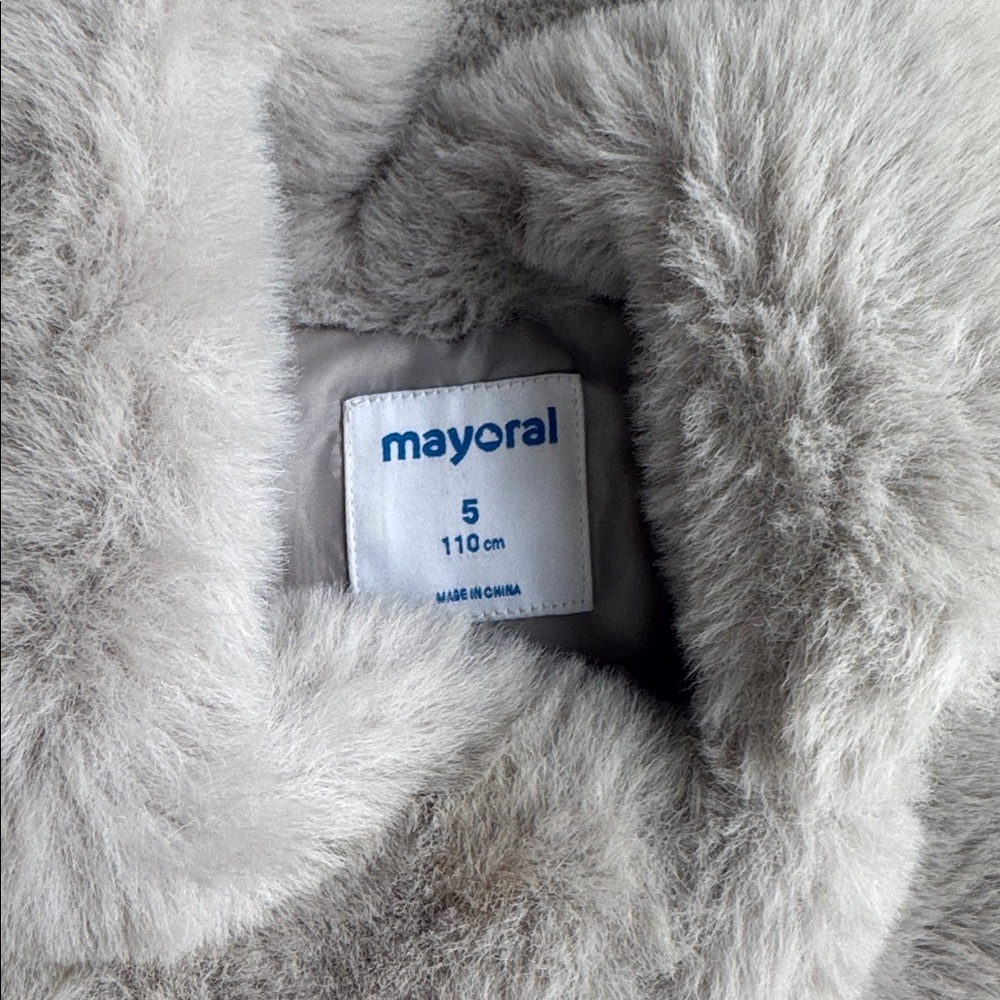 Mayoral Light Gray Faux Fur Coat for Kids 0084 - Picture 3 of 4